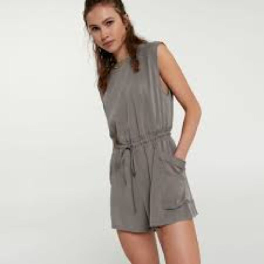 CALIA Roll Sleeveless Crew Elastic Waist Lyocell Romper size XL